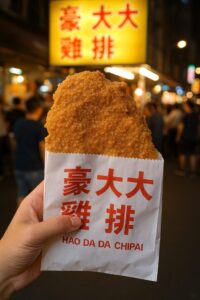 士林夜市の豪大大雞排の揚げたてジーパイ